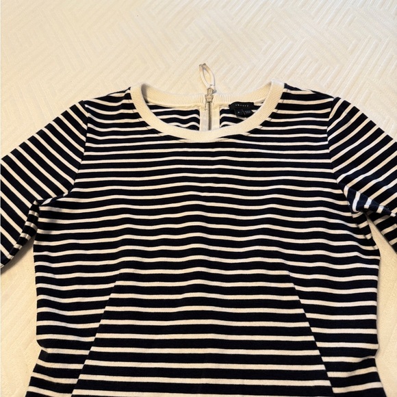 THEORY Bimini Zamion Dress Striped 3/4 Sleeve Mini Navy Blue/ White SIZE:6 - Picture 6 of 12